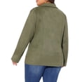 thumbnail image 4 of DARING DIVA Plus Size Faux Suede Lapel Work Casual Blazer Jackets 3X Army Green, 4 of 6