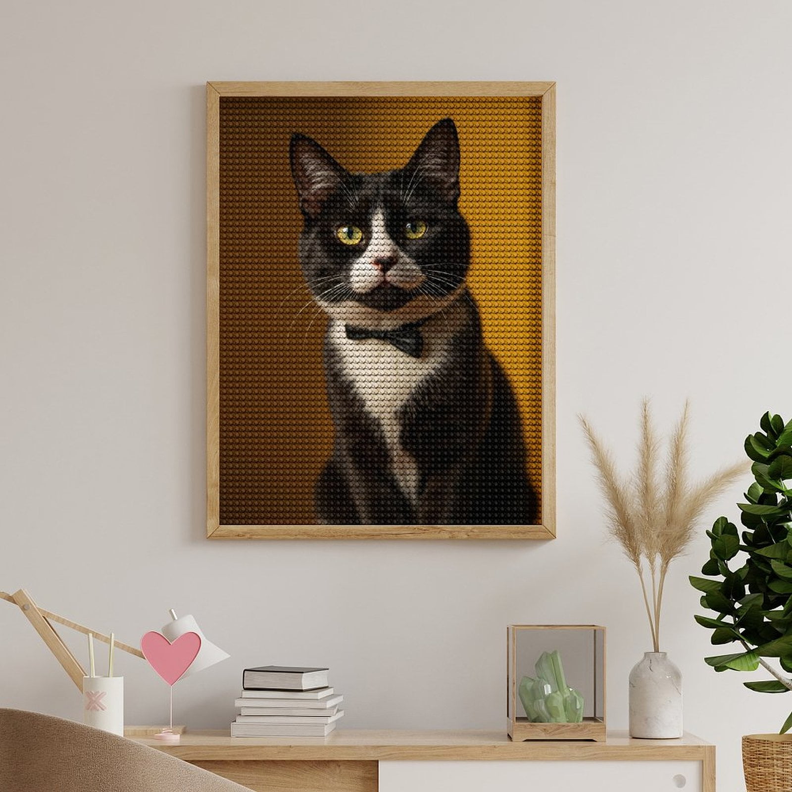 Diamond Art Kits for Adults - Black And White Tuxedo Cat Bowtie 5d Diamond Painting for Adults, Diamond Art for Adults Beginners, Frameless Diamond Painting Kits for Adults for Home Wall Decor