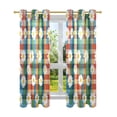 thumbnail image 7 of Yayeee Window Curtains Light Filtering 63"x52" Grommet Panel Pair Home Living Room Decor, Green Checkered Daisy, 7 of 7