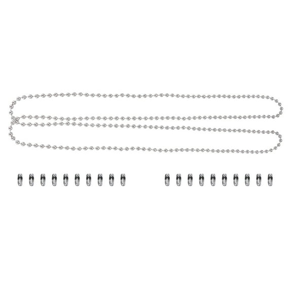 FRCOLOR 1m Replacement Pull Chain Metal On Off Chain with 20 Pieces Buckles for Ceiling Fan Light Fixture Silver