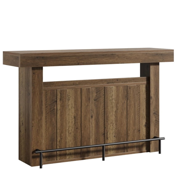 Kadyn Counter Height Pub Table with 4-Tier Shelves, 63 Inch Modern Bar Table for Kitchen, Dining Space, Home Bar Furniture Assembly, Brown