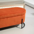 thumbnail image 5 of Storage Ottoman, Upholstered Ottoman Bench with Safety Hinge, Entryway Padded Footstool for Living Room & Bedroom, Orange, 5 of 7