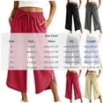 thumbnail image 4 of Stamzod Wide Leg Cropped Pants for Women Summer Solid Color Elastic Waist Capri Pants Casual Loose Drawstring Capris for Women with Pocket Black-4 XL, 4 of 6