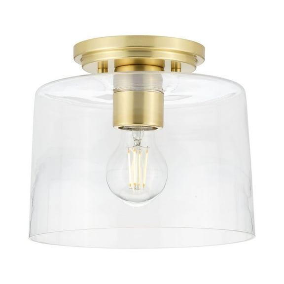 Adley Collection One-Light Satin Brass Clear Glass New Traditional Flush Mount Light