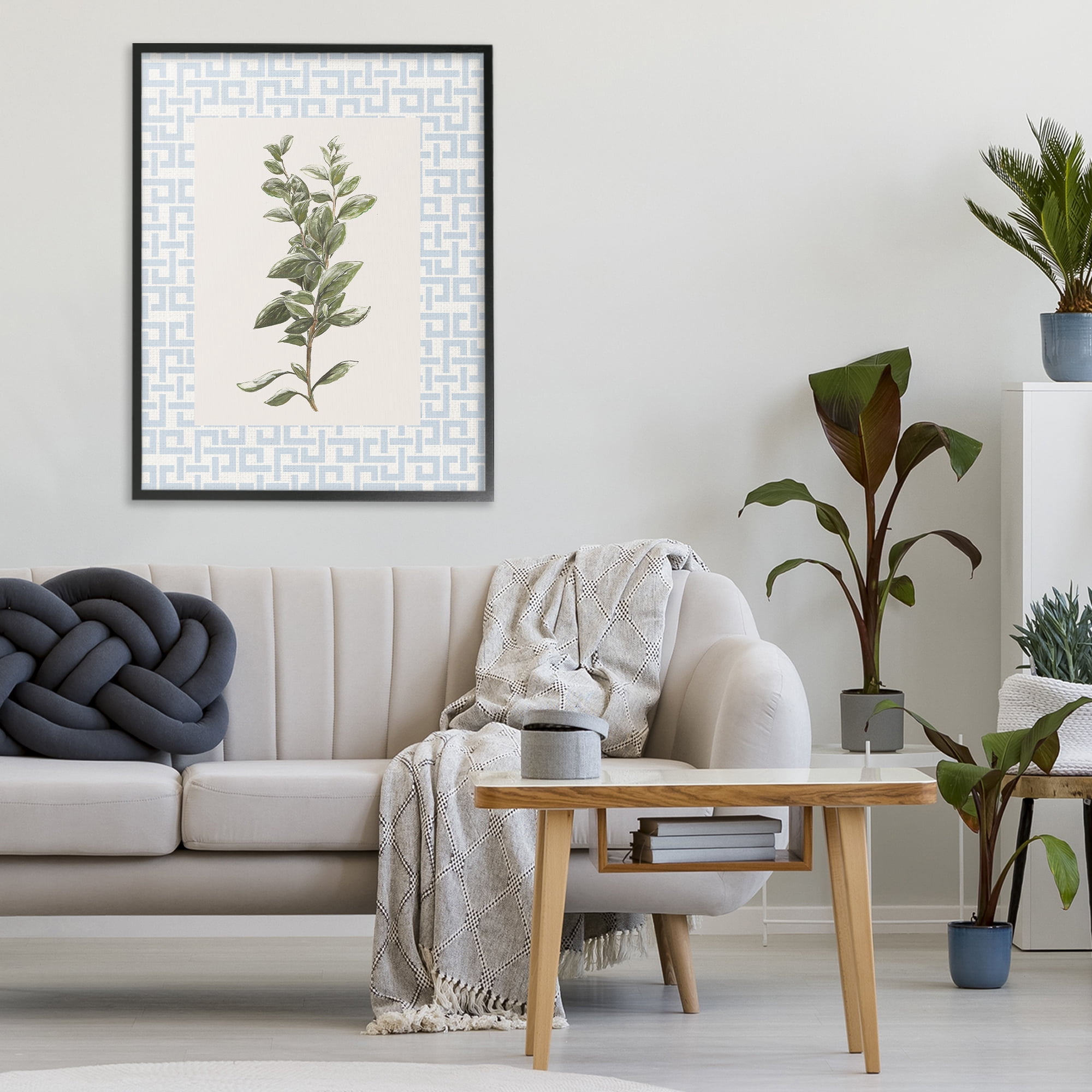 Stupell Industries Fresh Herb on Geometric Black Framed Giclee Art, design by Diannart