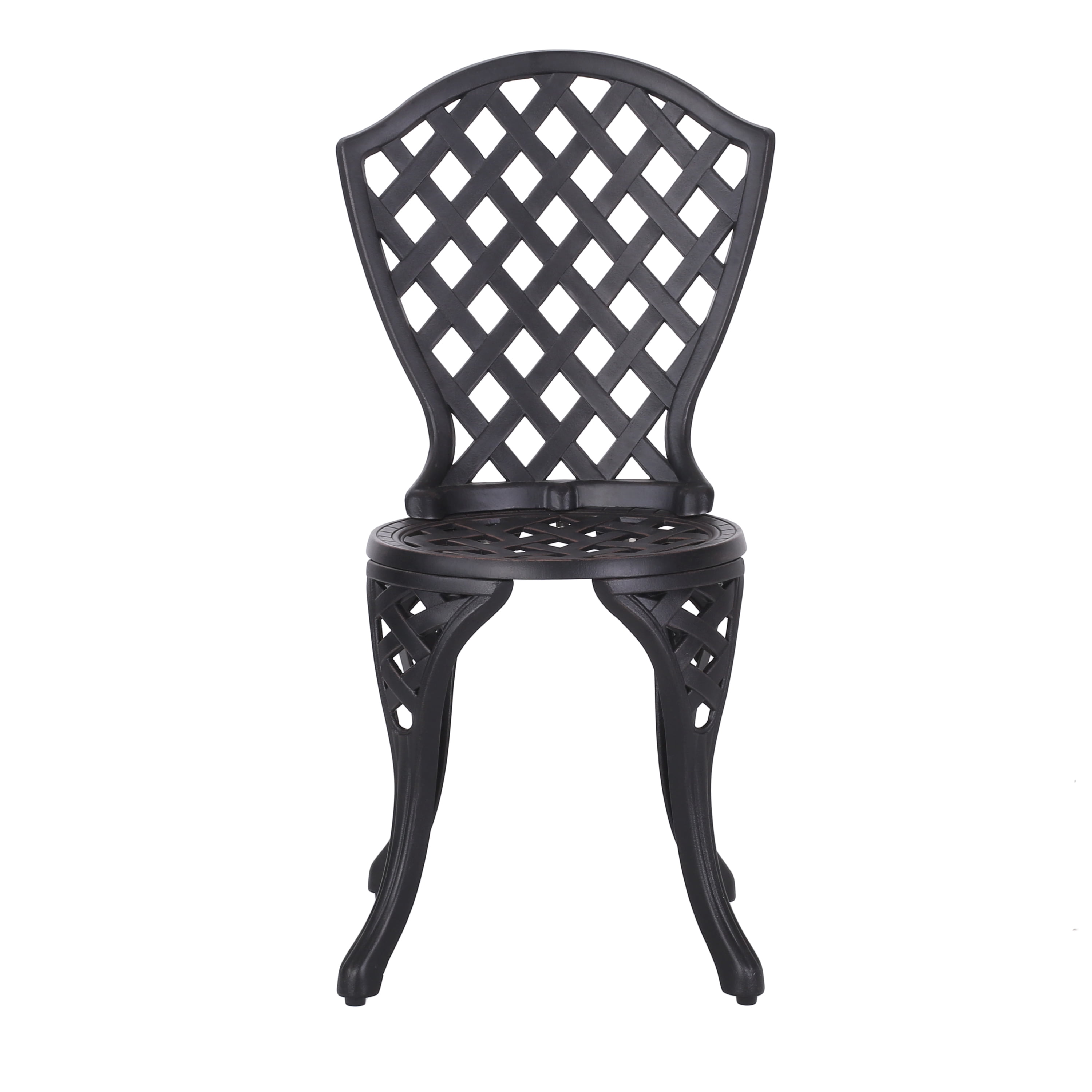 Outdoor Lattice Pattern Metal Leisure Bistro Set, Combined Table and Chairs Furniture for Patio Garden, Copper and Bronze