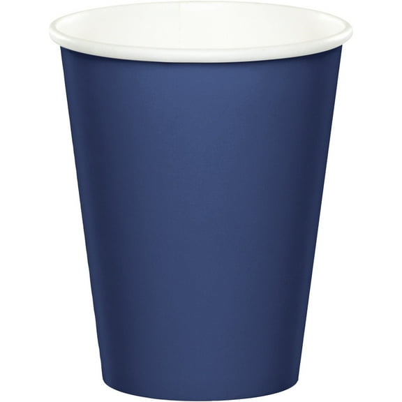 Party Central Hot and Cold Disposable Paper Drinking Party Tumbler Cups - 9oz. - Navy Blue - Club