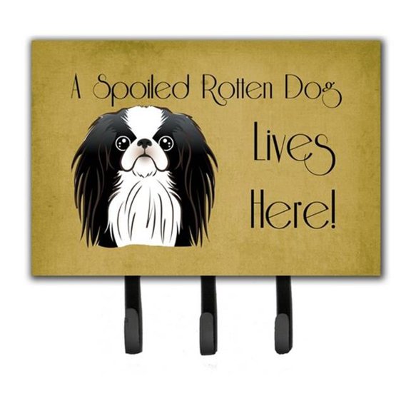 Caroline's Treasures BB1478TH68 Japanese Chin Spoiled Dog Lives Here Leash or Key Holder, Triple, multicolor