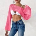 thumbnail image 2 of Womens Swimsuit Cover Up Knit Crochet Long Sleeve Swim Top Coverup Off Shoulder Coverups for Bathing Suits, 2 of 5