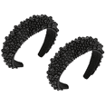 thumbnail image 2 of White Pearl Headbands Black Padded Headband Rhinestones Beading Pearls Hair Accessories Design Wide Hairbands, 2 of 5