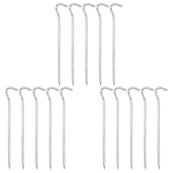 Masteelf  15 Pcs Ground Nail Tarp Clips Big Tents for Camping Canopy Weights Silver