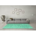 thumbnail image 3 of Ahgly Company Machine Washable Indoor Round Solid Turquoise Blue Modern Area Rugs, 6' Round, 3 of 4