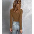 thumbnail image 5 of REORIA Women Square Neck Bodysuit Sexy Long Sleeve Ribbed Corset Tops, 5 of 9