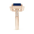 thumbnail image 3 of Angara Natural 3.4 Ct. Blue Sapphire with Diamond Halo Ring in 14K Rose Gold for Women (Ring Size: 3), 3 of 9