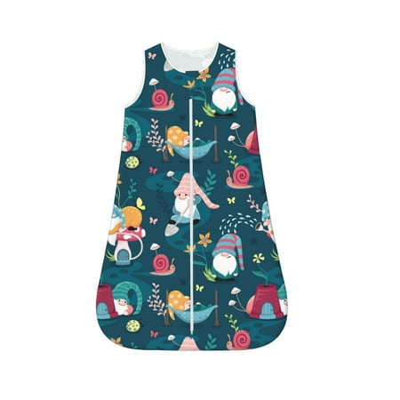 

Fotbe Garden Gnomes In Flower Pattern Sleep Sack - Baby Wearable Blanket with Zipper Extra Soft Cotton Sleeveless Sleeping Bag for Infants-Medium