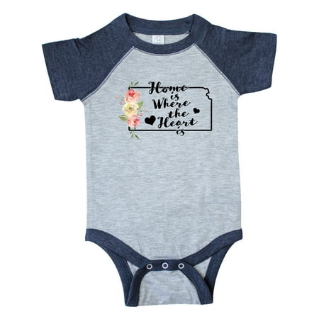 

Inktastic Kansas Home Where the Heart is with Watercolor Floral Gift Baby Boy or Baby Girl Bodysuit