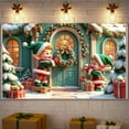 thumbnail image 2 of Elf Theme Christmas Banner Christmas Wreath Holiday Banner Gift Box Decor Gold Bow Elf Banner for Christmas Party Home Decoration Holiday Event, 2 of 9