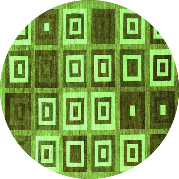 Ahgly Company Indoor Round Abstract Green Contemporary Area Rugs, 4' Round