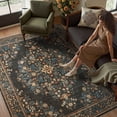 thumbnail image 3 of VUNATE Vintage Botanical Floral Printed Area Rug 8'x10' Soft Washable Non Slip Low Pile Rug for Living Room Bedroom Dining Room Home Decor Indoor Carpet with Blossom Design Green, 3 of 7