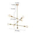 thumbnail image 5 of Mid-century Modern Brass Gold Pendants 6-light Sputnik Ceiling Lighting for Kitchen Island - Brass Gold - D26"x H38.5", 5 of 5