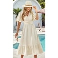 thumbnail image 6 of Women V Neck Summer Dress Ruffle Sleeves Dot Boho Flowy Beach Long Maxi Cocktail Dresses XL, 6 of 10
