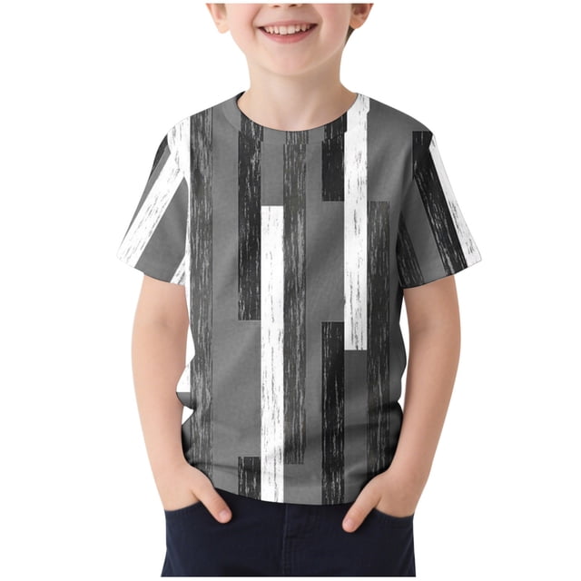 WRKEKC T-Shirts pour Garçons, Hauts d'Été pour Garçons, Hauts d'Été Décontractés pour Enfants à Col Rond Imprimé Respirant Élastique Frais à Manches Courtes