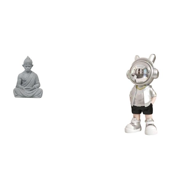 Estatua de mono,Estatua de Buda Mono para Interiores y Exteriores Budista,Figuras en miniatura meditando para decorar el jardín de casa.,Figura de escritorio,Estante con estatua de astronauta