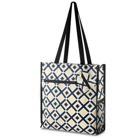 All Purpose Utility Bag - Lightweight All Purpose Travel Bag by Zodaca Laundry Shopping Zipper Utility Shoulder Tote Carry Bag - Khaki/Black Times Square