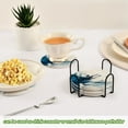 thumbnail image 6 of 6 Pcs Abstract Blue Drink Coasters with Holder Absorbent Coaster Sets Cup Heat-Resistant Hot Pads Mats for Bar Table Protection, 6 of 7