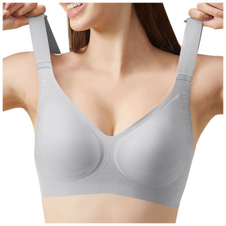 YHGFVOKJ Bras for Women Fashion Breathable Wireless Comfort-strap Bra Seamless Light Smooth Comfort Wirefree Underwear Strapless Bra Light Gray XXXL