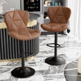 thumbnail image 3 of S-HOME Set of 2 Modern Ergonomic Faux Leather Upholstered Bar Chairs with 360° Swivel Adjustable Height for Home Bar or Kitchen Island Seating, Brown, 3 of 9