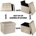 thumbnail image 4 of AUR Storage Ottoman Footrest Stool Small Ottoman with Storage Foldable Ottoman Foot Rest Footstool Bench for Living Room 17x13x13inches Beige, 4 of 14