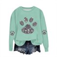 thumbnail image 4 of Iroehba Sweatshirt for Women Long Sleeve Crew Neck Printed pullover Paw Print Drop Shoulder Modern Cut Soft Comfy Casual Outfit, 4 of 4