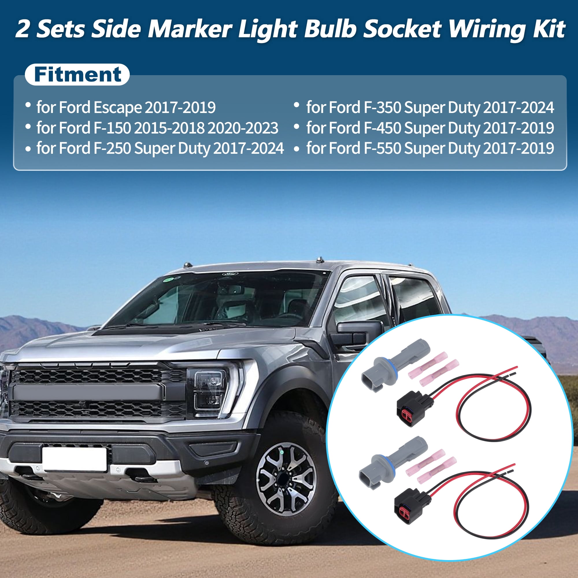 Unique Bargains Side Marker Light Bulb Socket Harness for Ford F-150 2015-2023