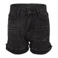 thumbnail image 5 of YVNAURA Women's High Waisted Stretchy Denim Shorts Summer Casual Jean Shorts with Pockets Ripped Distressed Raw Hem Y2K Mom Shorts 2026 Trendy,Black,L, 5 of 7