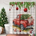 thumbnail image 4 of Shower Curtain 72"W x 72"L Red Truck Christmas Tree Christmas Ball Fabric Shower Curtains Set with Hooks Water Repellent Bathroom Curtains Machine Washable Bathroom Accessories, 4 of 9