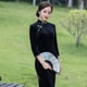 thumbnail image 5 of ALSLIAO - Nuevo y lujoso vestido largo de terciopelo para mujer, cheongsam chino, corte entallado, color negro, talla XL, 5 of 8