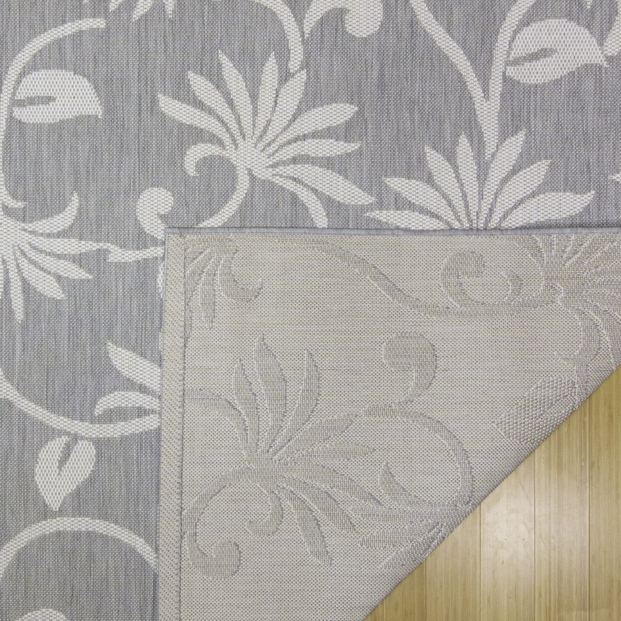 Reyn Spooner Tradewinds Plumeria Indoor/ Outdoor Polypropylene Gray Flat Weave Area Rug, 5x8