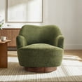 thumbnail image 2 of Spruce & Spring Modern Upholstered Swivel Accent Chair with Wood Base Green, Single, 2 of 10