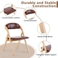thumbnail image 5 of Set of 2 Wooden Folding Chairs - Natural Frame, Brown PU Leather Padded Seats, Portable, 400 lbs Capacity, 5 of 24