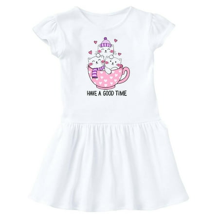 

Inktastic Winter Cats in a Pink Teacup with Hearts Gift Baby Girl Dress