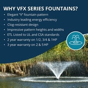 Kasco VFX Series Aerating Pond Fountain - 1/2 Horse Power 120V Single Phase with 50 ft Electric Power Cord | Pond Aerator Pump for Ponds & Lakes | Efficient Pond Aeration Systems