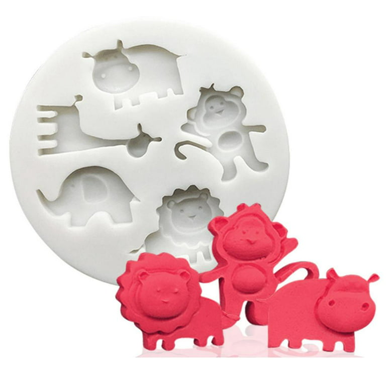 Slopehill 1pc Animals Silicone Moulds 3D Safari Animal Fondant Molds Chocolate Mold for Jungle Safari Animal Cake Cupcake Decoration Candy Cookies, Size: 2.8