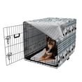 thumbnail image 2 of Nordic Dog Crate Cover, Chevron Zigzags Winter Floral Arrangement Norwegian Reindeer Snow Pattern, Easy to Use Pet Kennel Cover for Dogs, 35" x 23" x 27", Black White Sky Blue, by Ambesonne, 2 of 6