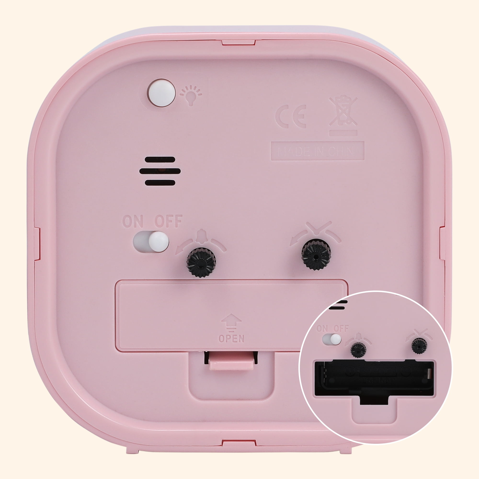 Unique Bargains Square Alarm Clock with Animal Patterns Pink 4.1"L x 1.9"W x 4.3"H