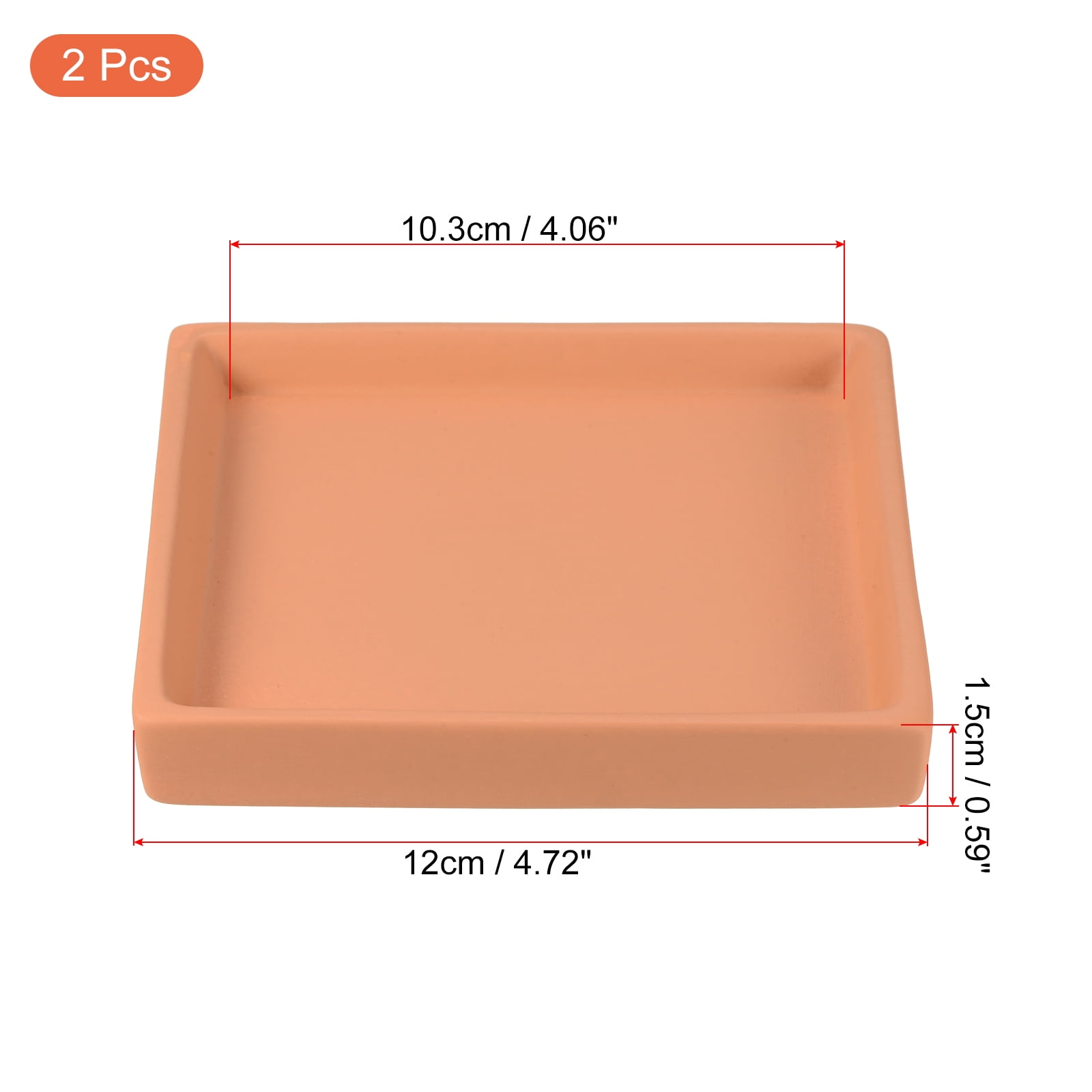 Unique Bargains Ceramic Square Planter Saucer Flower Drip Tray Coaster, 2 Pack Orange 5"