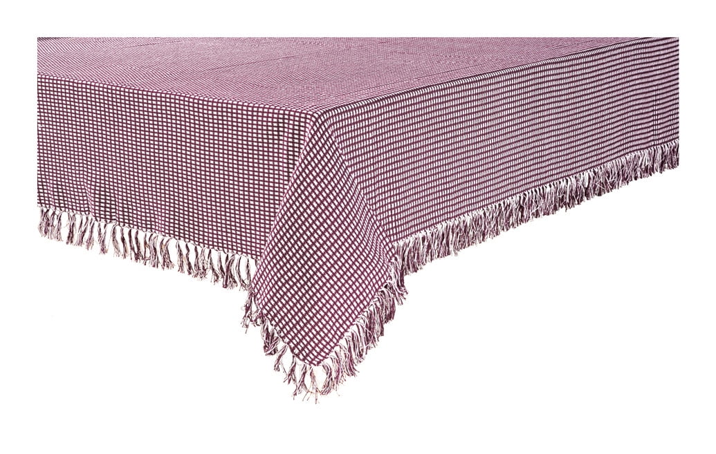 Lintex Linens Homespun Check 100 Cotton Woven Fringed Tablecloth 60
