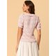thumbnail image 3 of INSPIRE CHIC Blusa De Manga Corta Con Volantes Y Cuello Peter Pan Floral Para Mujer Blanco XS, 3 of 6