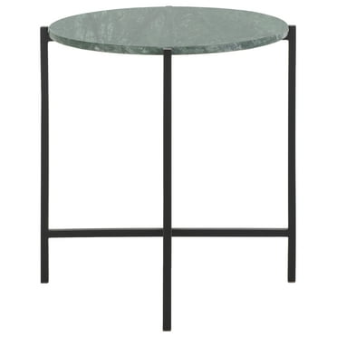 SAFAVIEH Evrynne Marble Round Powder Coat End Table, Green Marble/Black