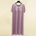 thumbnail image 3 of Plus Size Pajamas for Women New Womens Nightgowns Cotton Sleepwear Plus Size Sleep Shirt Short Sleeve Nightshirt Pleated Front Sleepshirt Purple XL, 3 of 5